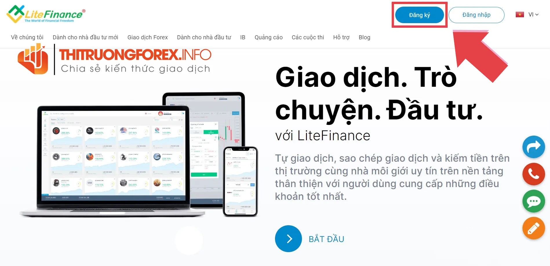 Truy cập trang web chính thức và mở tài khoản LiteForex