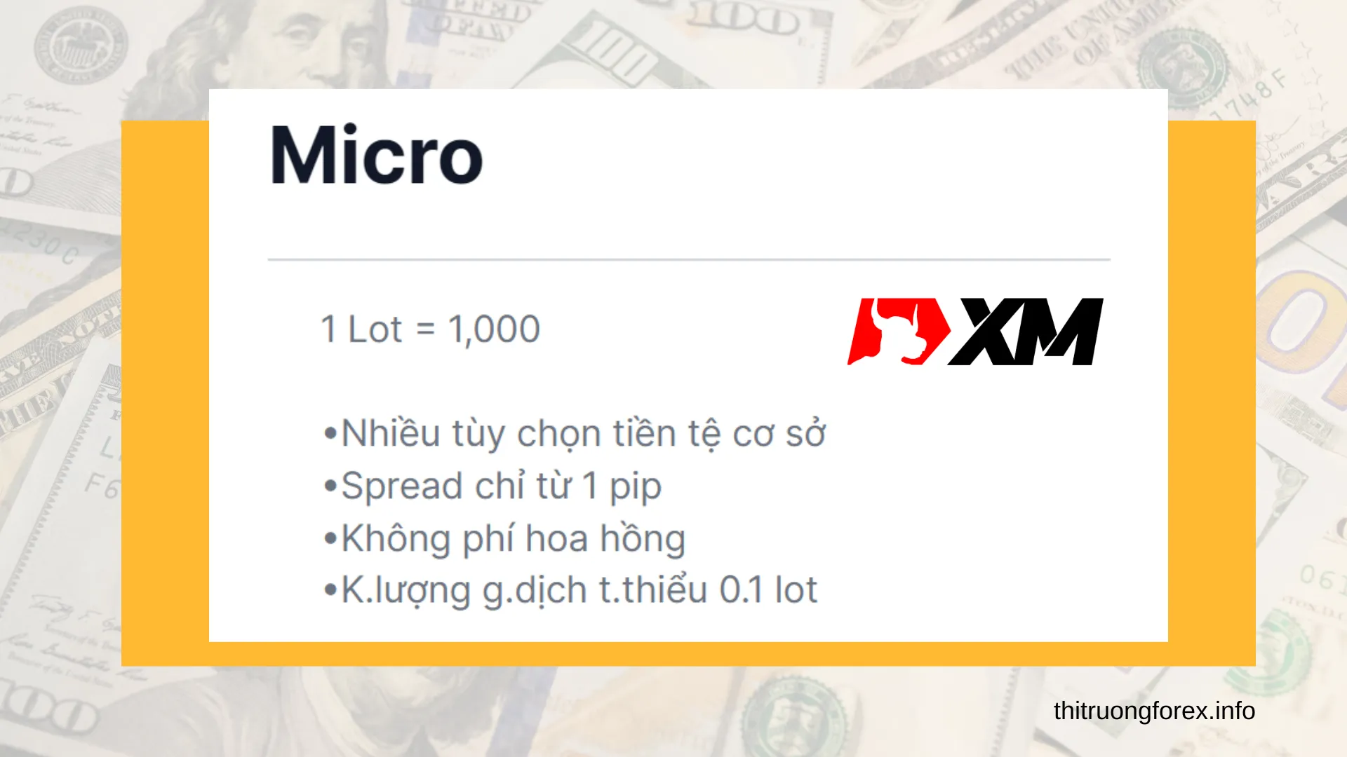 Các loại tài khoản XM: Tài khoản XM Micro
