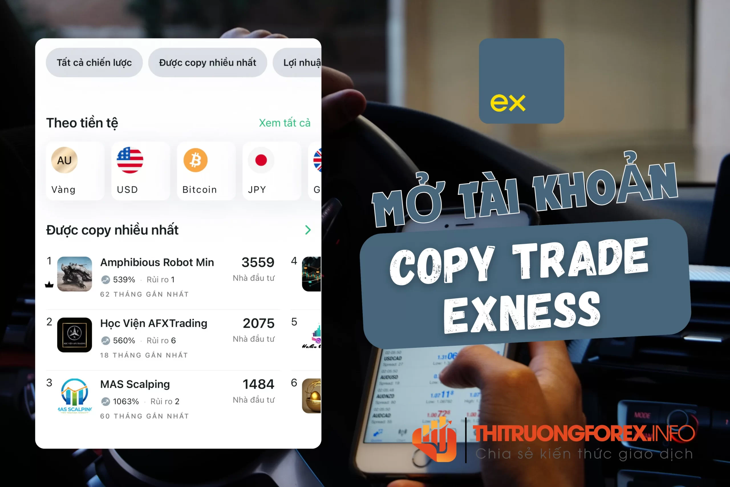 Mở tài khoản copy trade Exness trên ứng dụng Social Trading